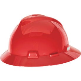 MSA V-Gard® Slotted Full-Brim Hat With 1-Touch Suspension Red - Pkg Qty 20 10058324