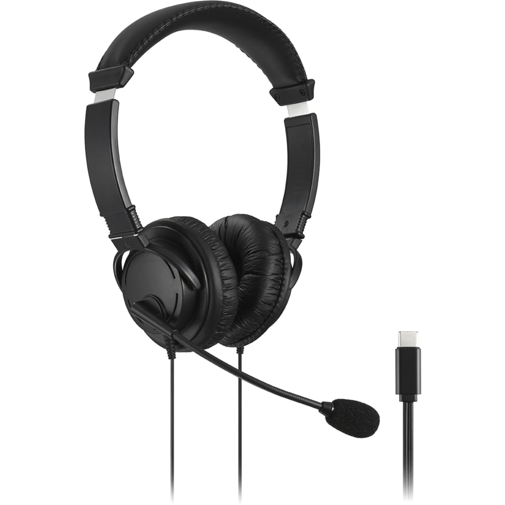 Kensington Classic USB-C Headset with Mic - Stereo - USB Type C - Wired - Over-the-head - Binaural - Circumaural - 6 ft Cable - Noise Cancelling Microphone - Noise Canceling (Min Order Qty 2) MPN:K97457WW