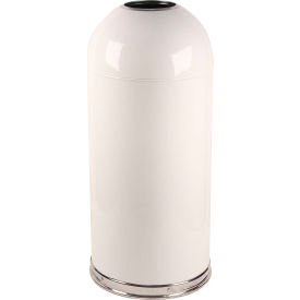 Witt Monarch Steel Round Trash Can W/Dome Top 15 Gallon White 415DTWH