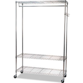 Alera® Garment Rack Silver Steel w/ Casters 3-Shelf GR364818SR