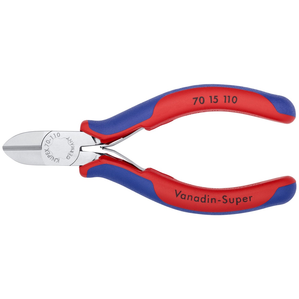 Cutting Pliers, Insulated: No , Overall Length (Inch): 5-1/2in , Head Style: Cutter, Diagonal , Cutting Style: Bevel , Handle Color: Red, Blue  MPN:70 15 110