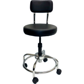 ShopSol Round Vinyl Lab Stool with Backrest - Black 3010011