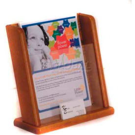 Wooden Mallet Countertop Literature Display with Business Card Pocket Medium Oak LHT1MO