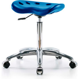 Interion® Polyurethane Tractor Stool - Blue w/ Chrome Base 85438B23