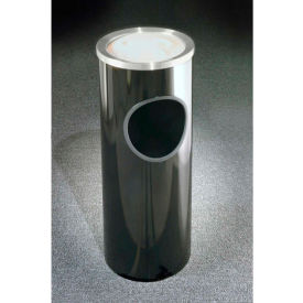 Glaro 3 Gallon Ash/Trash Receptacle w/Sand Cover Satin Black/Satin Aluminum Lid - 192-BK-SA 192-BK-SA