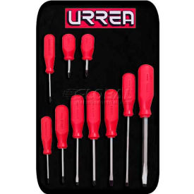 Urrea Red Handled Screwdriver Set JBU03 Flat Cabinet & Phillips Tip 10 Pieces JBU03