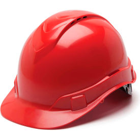 Ridgeline Vented Cap Style Hard Hat Red 4-Point Ratchet Suspension - Pkg Qty 16 HP44120V