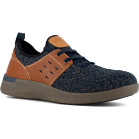 Rockport Works RK4691 Two Eye Tie Work Sneaker Breathable Knit textile & Leather Blue & Tan 8M RK4691-M-08.0