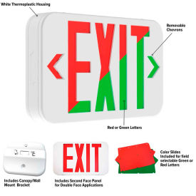 Hubbell LED Exit Sign with Field Selectable Red or Green LEDs Nicad Battery White 120/277V CERG