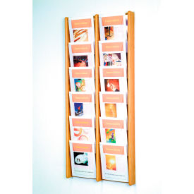 12 Pocket (2Wx6H) Acrylic & Oak Wall Display - Light Oak AC48-12LO