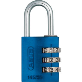 ABUS Anodized Aluminum Resettable 3-Dial Combination Lock 145/30 C - Blue - Pkg Qty 6 14533