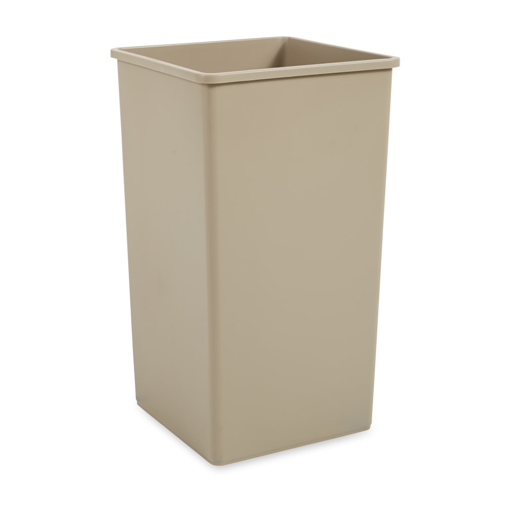 Rubbermaid Commercial 50-gal Untouchable Sqre Container - 50 gal Capacity - Square - Touchless - Compact, Rugged, Durable, Crack Resistant - Plastic - Beige - 4 MPN:FG395900BEIG