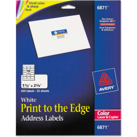 Avery® Address Labels for Color Laser & Copier 1-1/4 x 2-3/8 Matte White 450/Pack 6871