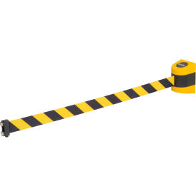 GoVets™ Magnetic Retractable Belt Barrier Yellow Case W/15' Black/Yellow Belt 418YB708