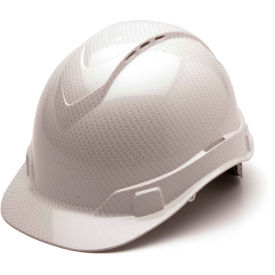 Ridgeline Cap Style Vented Hard Hat Shiny White Graphite Pattern 4-Point Ratchet Suspension - Pkg Qty 16 HP44116SV