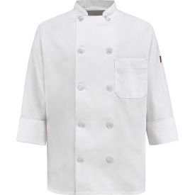Chef Designs Women's 10 Button-Front Chef Coat Pearl Buttons White Polyester/Cotton 2XL 0401WHRGXXL