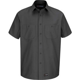 Wrangler® Men's Canvas Short Sleeve Work Shirt Charcoal Long-2XL-WS20CHSSLXXL WS20CHSSLXXL