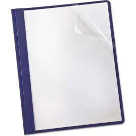 Oxford® Linen Finish Clear Front Report Cover 3 Fasteners Letter Navy 25/Box 53343