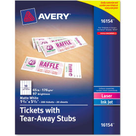 Avery® Printable Tickets w/Tear-Away Stubs 16154 8-1/2