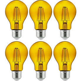 Sunlite® LED A19 Colored Filament Light Bulb E26 Base 4.5W 420 Lumens Yellow Pack of 6 40942-NS