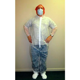 Polypropylene Coverall Elastic Wrists & Ankles Zipper Front Single Collar White M 25/Case CVL-NW-E-MD