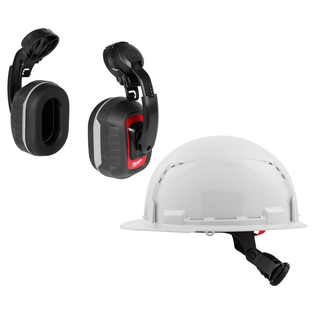 Earmuffs, Earmuff Type: Hard Hat Mounted , Band Position: Hard Hat Cap Mounted , Cushioned or Padded Headband: No , Cup Color: Black , Cup Material: Plastic  MPN:9739162/5963743