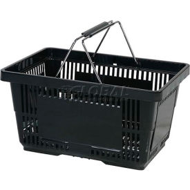 VersaCart ® Black Plastic Shopping Basket 28 Liter w/ Plastic Grips Wire Handle Pack Qty of 12 206-28L-WH-BLK-12