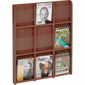 9 Magazine/18 Brochure Oak & Acrylic Wall Display - Mahogany LM-12MH