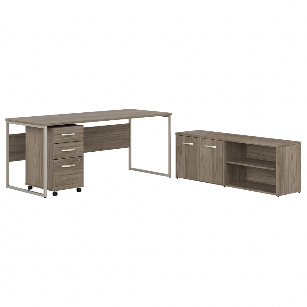 Bush Business Furniture Hybrid 72in Computer Table Desk With Storage And Mobile File Cabinet, Modern Hickory, Standard Delivery MPN:HYB014MHSU