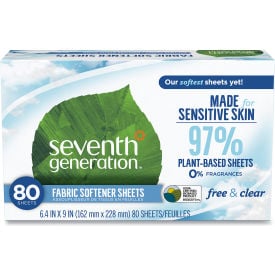 Seventh Generation® Natural Fabric Softener Sheets Unscented 80 Sheets/Box 4/Carton SEV44930CT