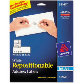 Avery® Repositionable Address Labels for Inkjet Printers 1 x 2 5/8 White 750/Box 58160