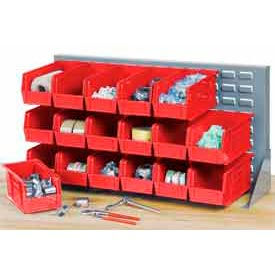 GoVets™ Louvered Bench Rack w/ 8(B) 8(C) 6(D) Red Bins 36