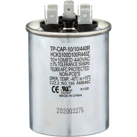 Tradepro® Run Capacitor 10 + 10 MFD 440V Round TP-CAP-10/10/440R