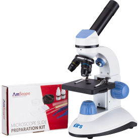 AMSCOPE-KIDS 40X-400X Dual Illumination Microscope for Kids Blue M50-B14