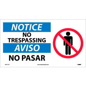 NMC™ Bilingual Vinyl Sign Square Corner Notice No Trespassing 18