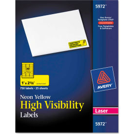 Avery® High-Visibility Laser Labels 1 x 2-5/8 Neon Yellow 750/Pack 5972