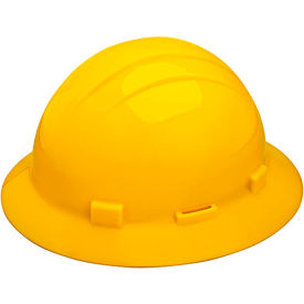 ERB® Americana Full Brim Hard Hat with Accessory Slots 4-Point Mega Ratchet Suspension Yellow - Pkg Qty 12 WEL19262YE