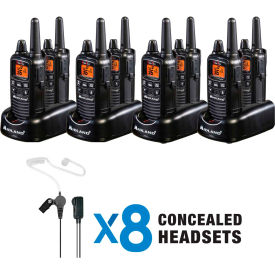 Midland® Business Radio Set 4 Charger & 8 Radios W/ Headsets Black LXT600BBX4