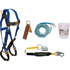 FallTech® 8593A Roofer's Kit with 7015 Harness 3' Shock Absorbing Lanyard & Roof Anchor 8593A