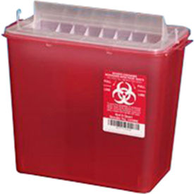 Plasti-Products 141020 5-Quart Sharps Container Horizontal Entry Red Case of 20 141020