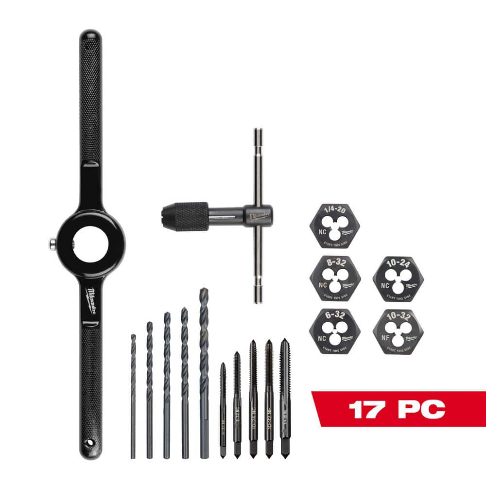 Tap, Die & Drill Sets, Minimum Tap Thread Size: 6-32 NC , Maximum Tap Thread Size: 1/4-20 , Minimum Die Thread Size: 6-32 NC  MPN:49-22-5600