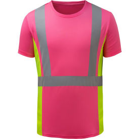 GSS Safety Non-ANSI Lady Short Sleeve T-shirt Pink with Lime Side-SM 5126-SM