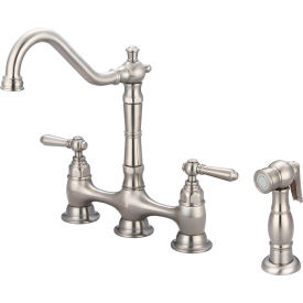 Pioneer Americana 2AM501-BN Two Handle Kitchen Bridge Faucet with Spray PVD Brushed Nickel 2AM501-BN