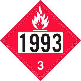 LabelMaster®ZEZ21993 Flammable Liquid Placard UN 1993 Removable Vinyl 25/Pack ZEZ21993