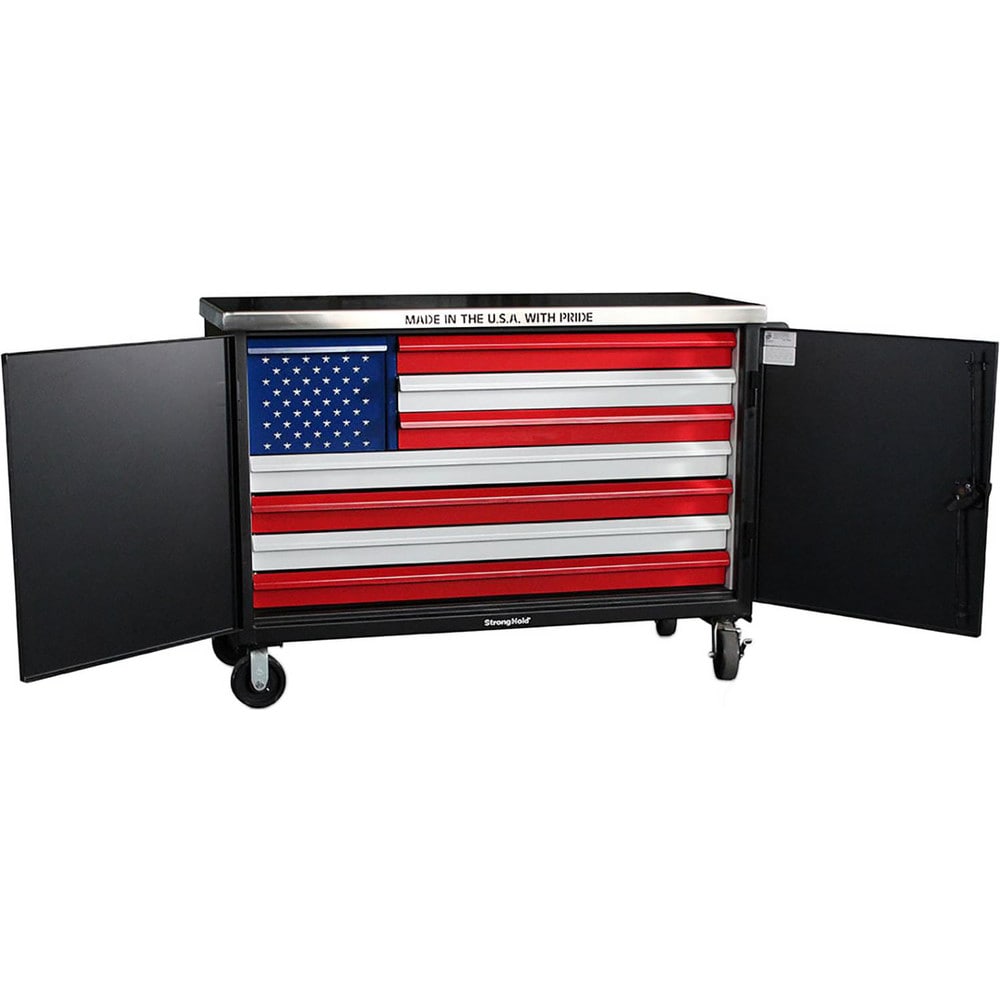 Tool Storage Cart Combos, Cart Combo Type: American Flag Tool Cart with Drawers , Overall Weight Capacity: 4800lb , Drawer Capacity: 400lb  MPN:5-TC-240-4/5-4D