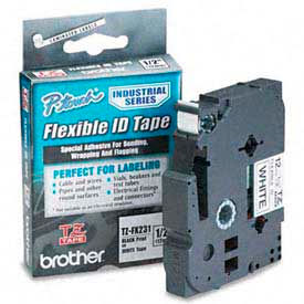 TZ Tape Cartridge for P-Touch labelers flexible tape Black on White 1/2w TZF-X231