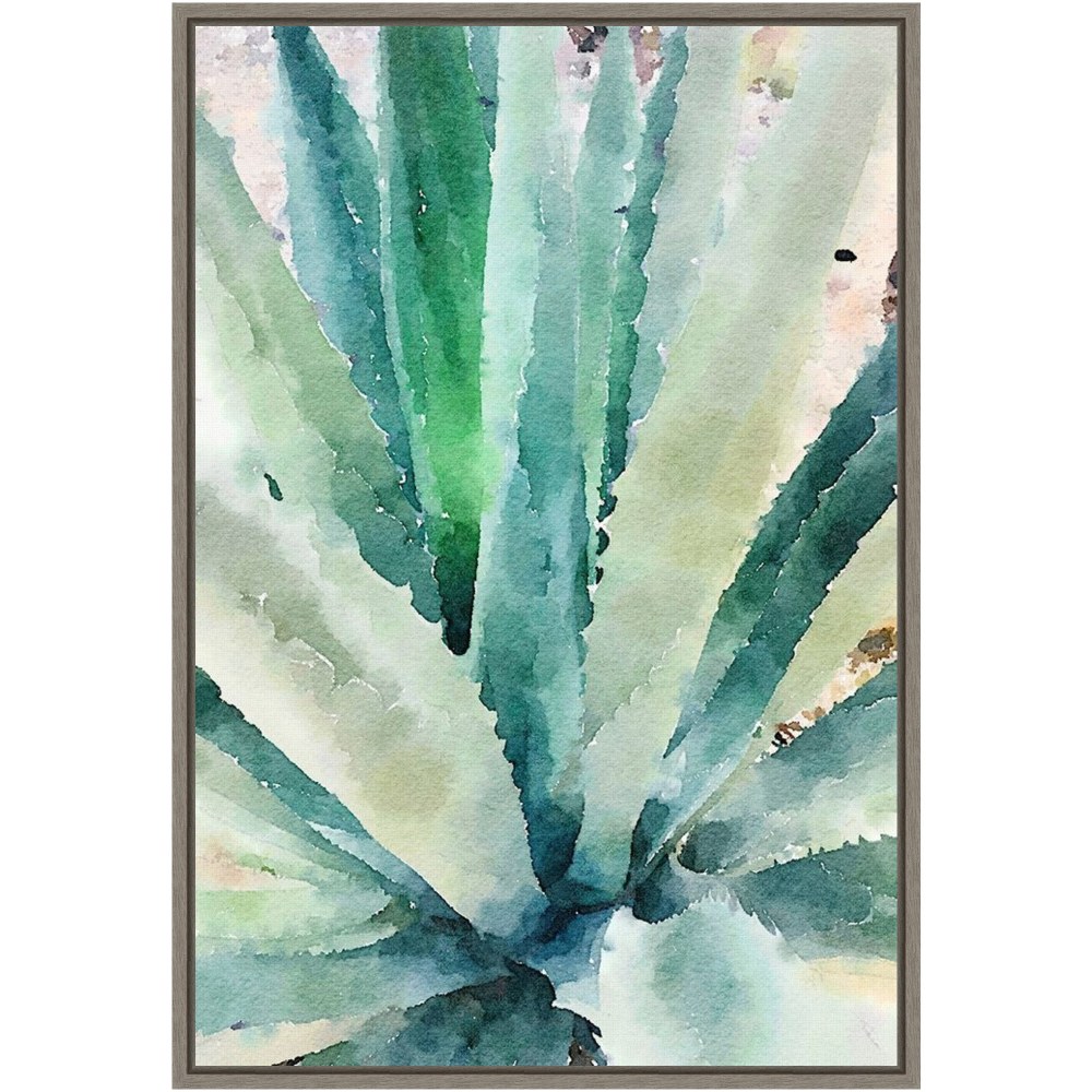 Amanti Art Rustic Succulent II by Irena Orlov Framed Canvas Wall Art Print, 16in x 23in, Graywash MPN:A42704833737