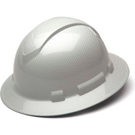 Ridgeline Full Brim Hard Hat Shiny White Graphite Pattern 4-Point Ratchet Suspension - Pkg Qty 12 HP54116S