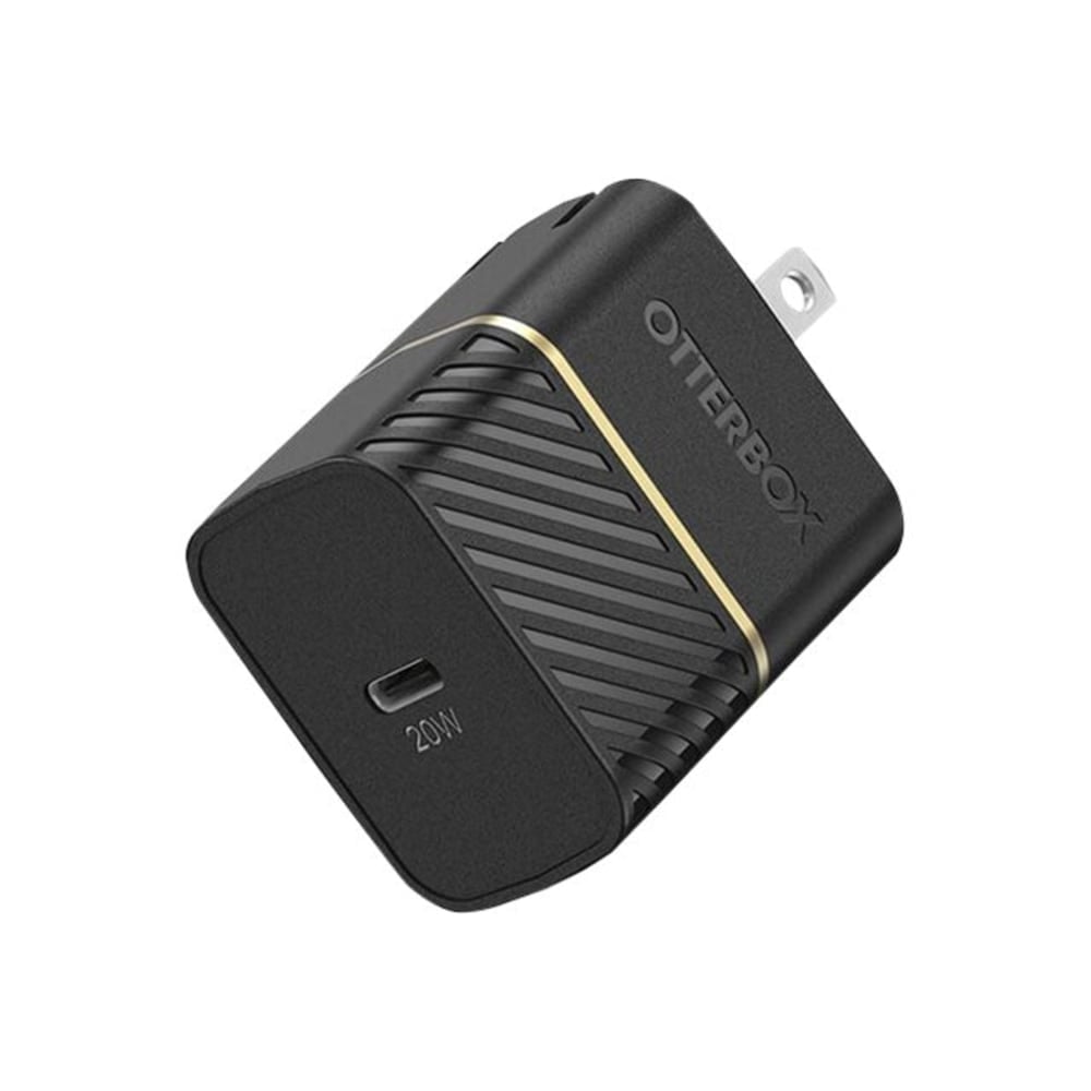 OtterBox USB-C to USB-C Fast Charge Wall Charging Kit, 20W - 1 Pack - 20 W - 120 V AC, 230 V AC Input - 5 V DC/3 A, 9 V DC Output - Black Shimmer (Min Order Qty 2) MPN:78-80219