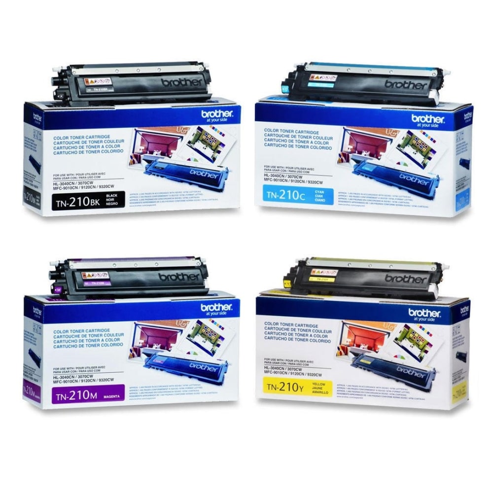 Brother TN210 4-Color Black/Cyan/Magenta/Yellow Toner Cartridges, Pack Of 4 Cartridges, TN210SET-OD MPN:TN210SET-OD